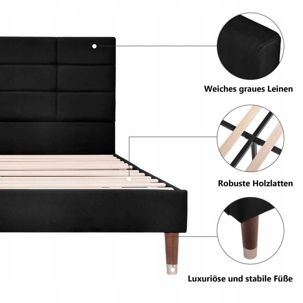 Letto singolo 140x200 - Xylo - Colore nero senza materasso