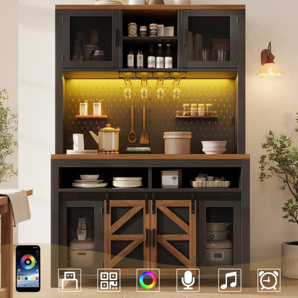 Mobile Multiuso con LED e USB ¨C MINIMAL ¨C Nero, Grande Stoccaggio