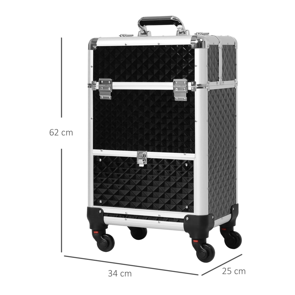 Maletta Trucco Professionale con Cassetto ¨C zephmum ¨C 34x25x62 cm Nero