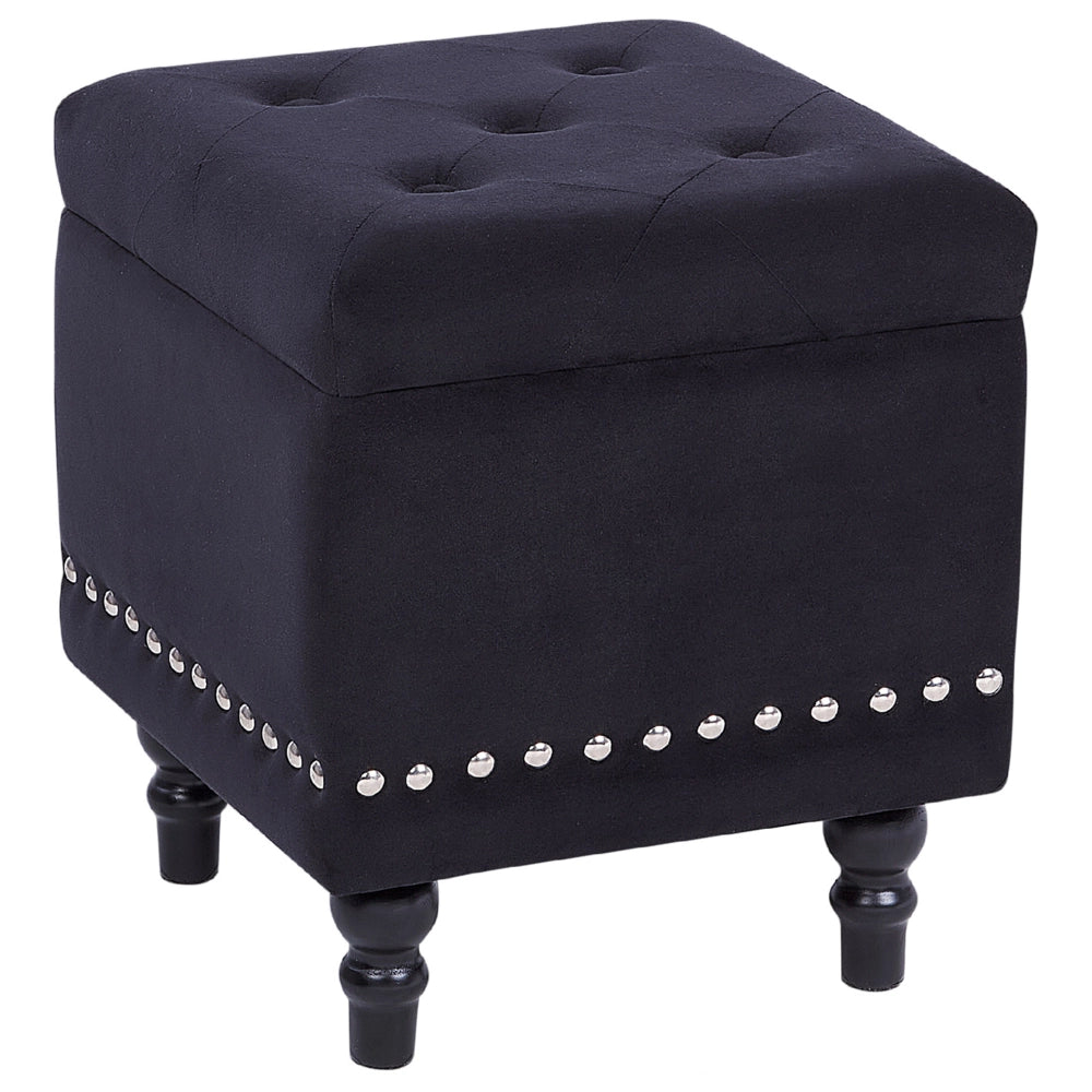 Poggiapiedi Rivestimenti in velluto nero Sedile con rivestimento a testa di chiodo trapuntato