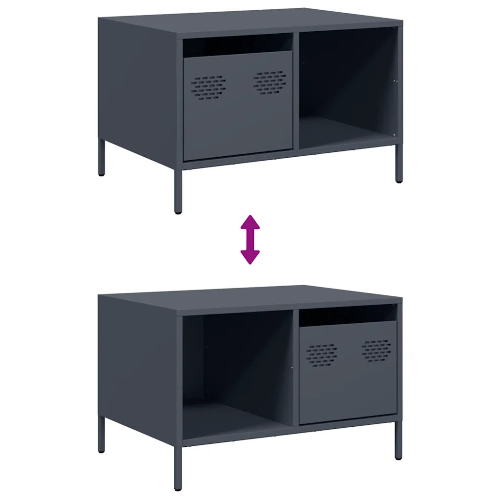 Tavolino da salotto | Tavolino da caff¨¨ | Tavolino da Soggiorno Antracite 68,5x50x43,5 cm in Acciaio Laminato a Freddo