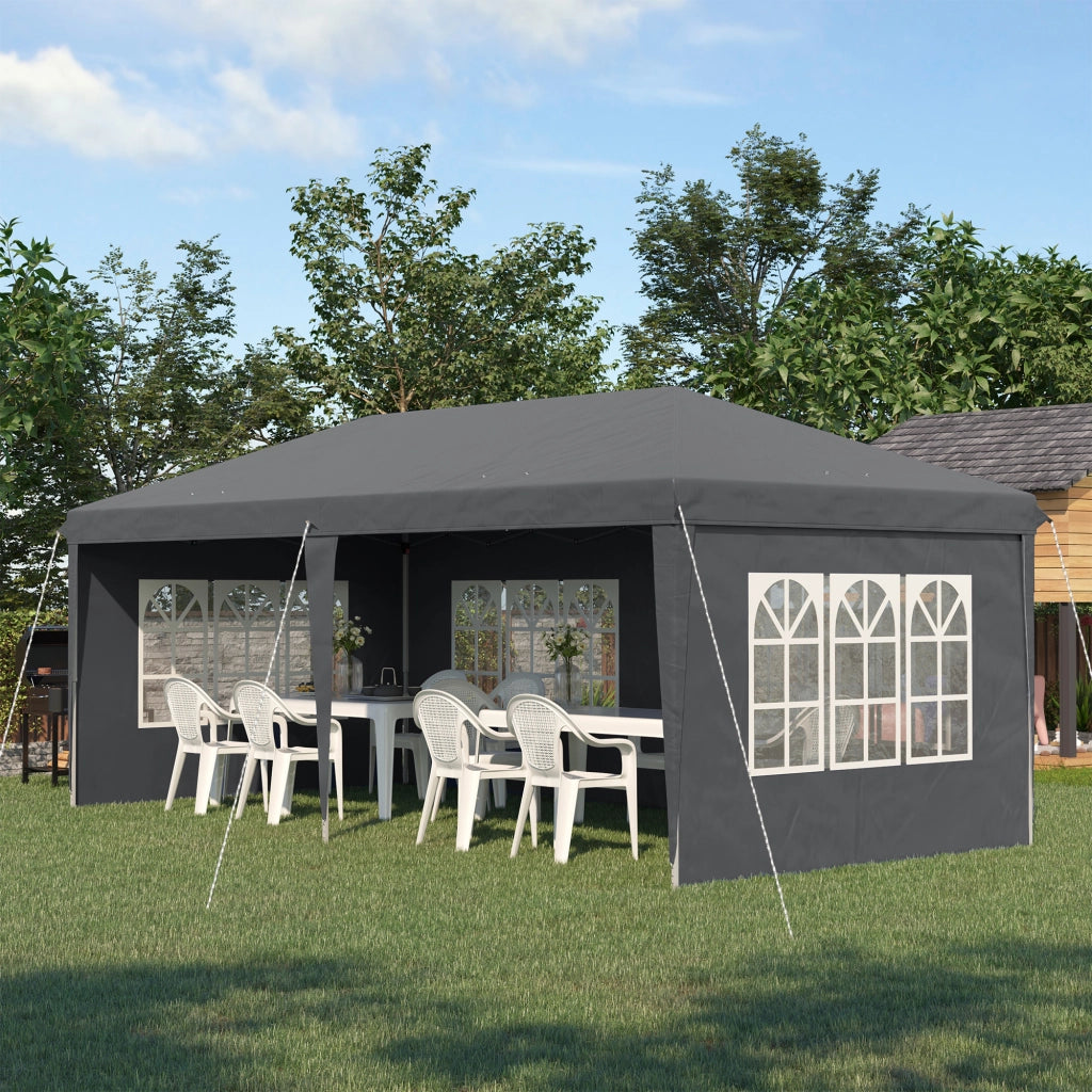 Tonnelle Pop-Up Pieghevole ¨C Zephmum ¨C 3x6m Grigio Antracite 3 Lati Smontabili