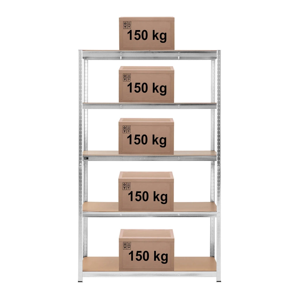 Ripiano per carichi pesanti 120 x 60 x 197 cm supporta 5 x 150 kg grigio robusto garage attrezzi officina 14_0005175