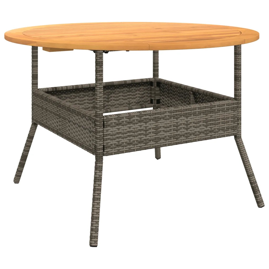 Tavolo Giardino | Tavolino da esterno Piano Legno Acacia Grigio ?110x71 cm Polyrattan