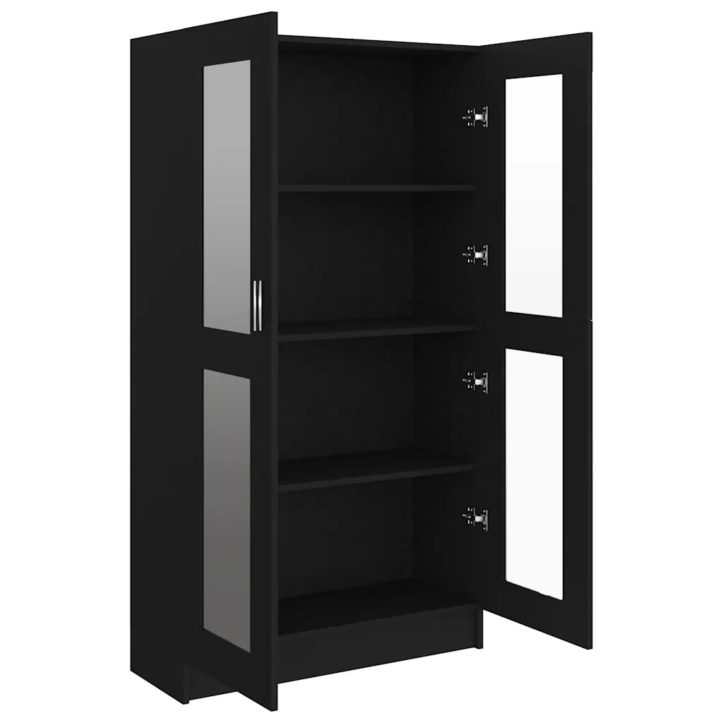Armadietto con Vetrina Nero 82,5x30,5x150 cm Legno Multistrato 802760