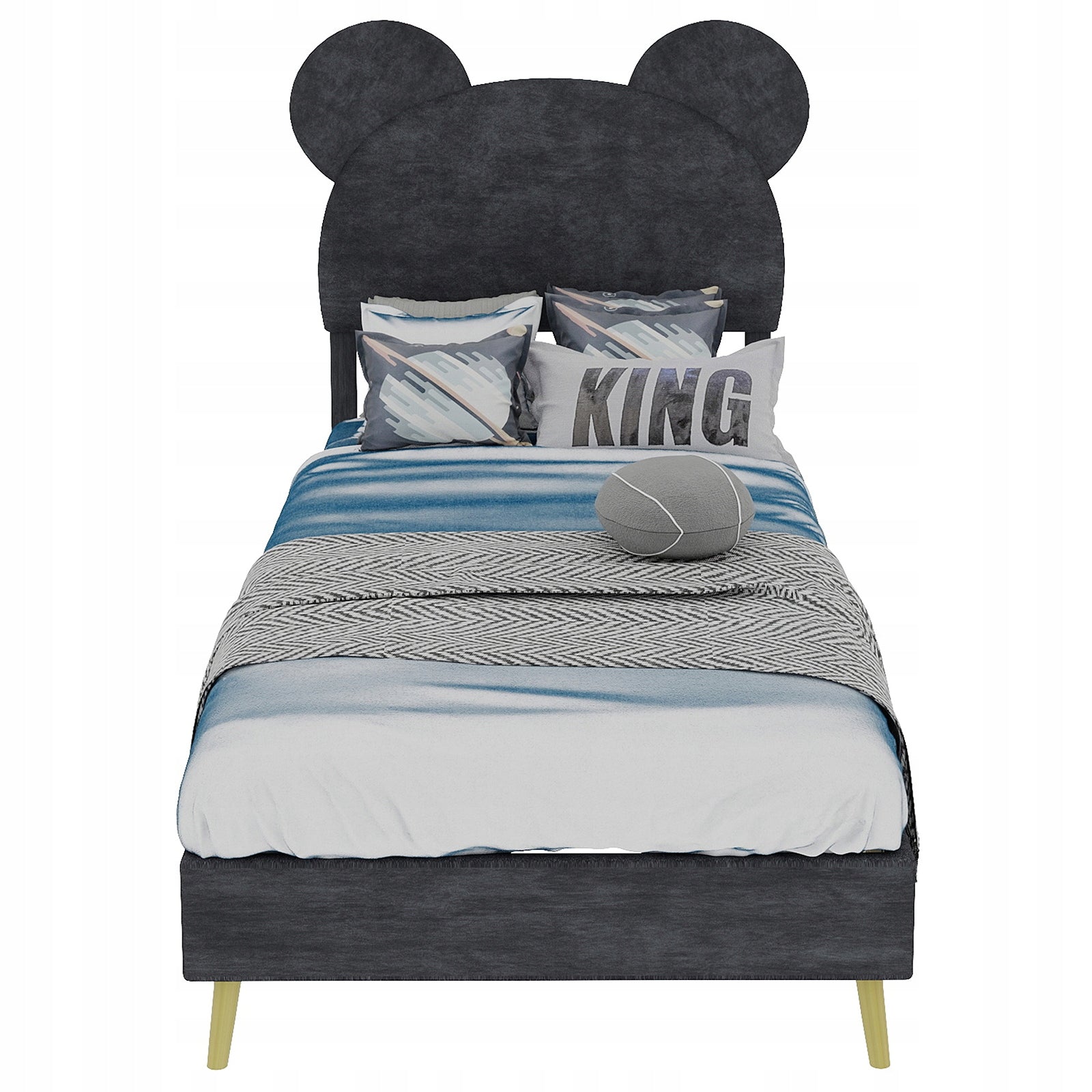 Letto imbottito 90x200 - Xylo - Minimalista, grigio