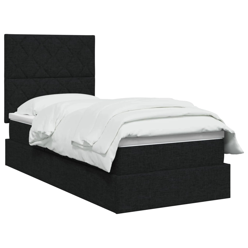 Letto con contenitore e materasso Nero 100 x 200 cm Tessuto 3459548