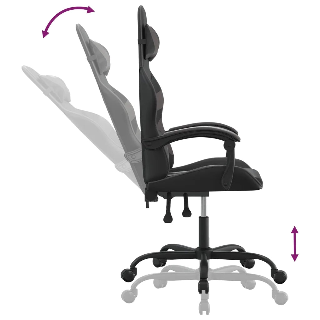 Sedia da Gaming Girevole Nera e Grigia in Similpelle cod mxl 70111
