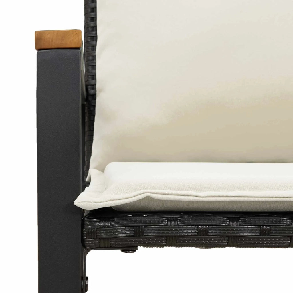 Panca da Giardino | Panchina Nero e Bianco Crema 115 x 65 x 72 cm Rattan