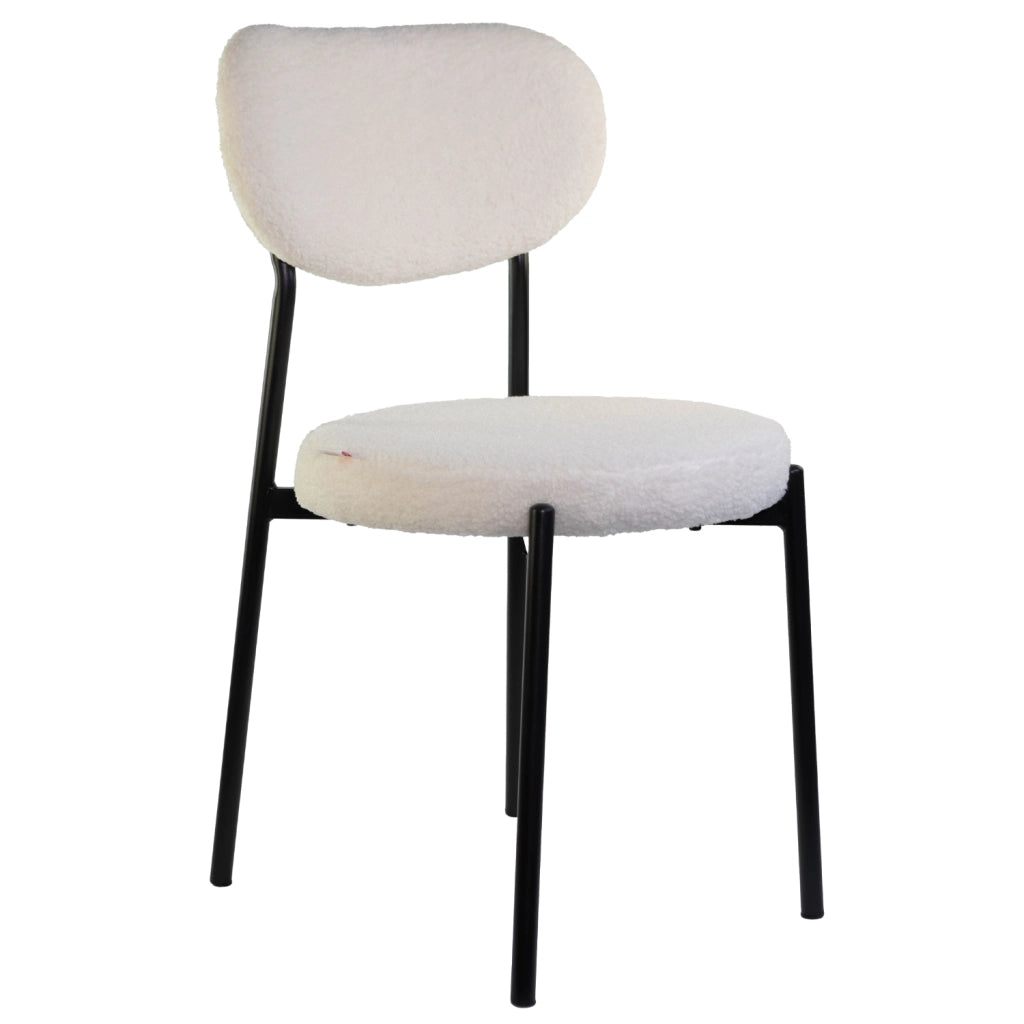 Marvin Sedia Chicago Teddy con Struttura in Metallo Nero Seduta Imbottita in Morbido Cotone Bouc X1 CHICAGO TEDDY BIANCO