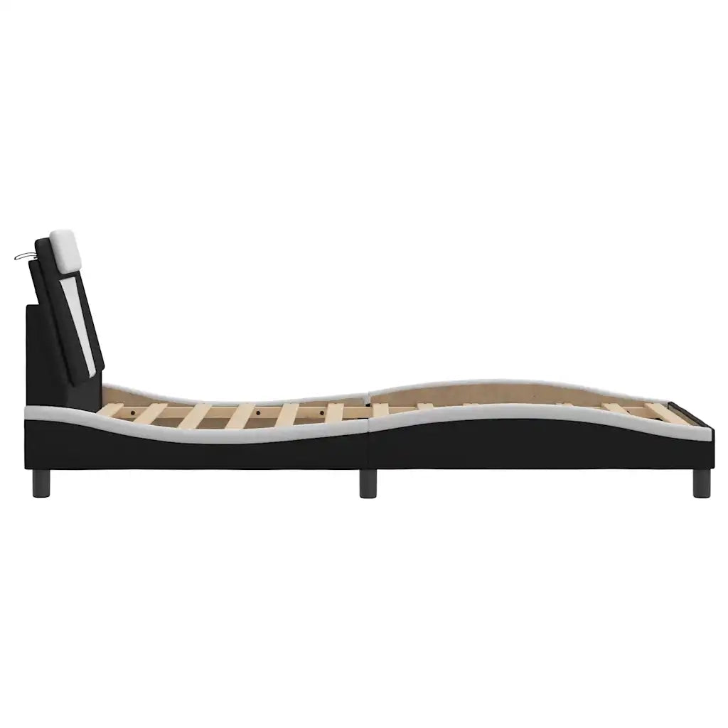 Giroletto Viana senza Materasso Nero e Bianco 90x200 cm in Similpelle 3208073