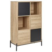 Libreria in legno chiaro e carta MDF grigia 4 armadi 2 scaffali aperti Libreria bassa
