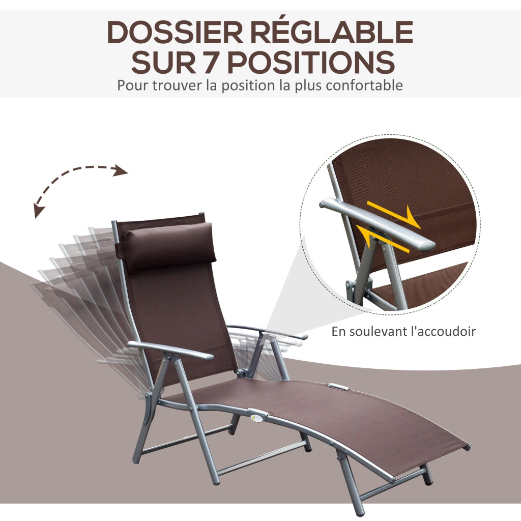 Chaise longue pieghevole ¨C zephmum ¨C textil¨¨ne marrone 137x64x101 cm