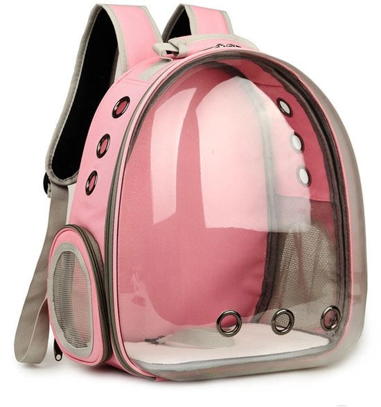 Zak per animali per gatti, cani, piccoli gatti, cuccioli, conigli, approvata dalle compagnie aeree, capsule trasparente, valigetta per viaggi con ventilazione - rosa