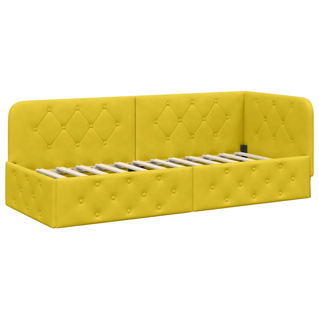 Letto singolo | Letto per adulti | Cornice del letto ad angolo Giallo 80 x 200 cm Velluto