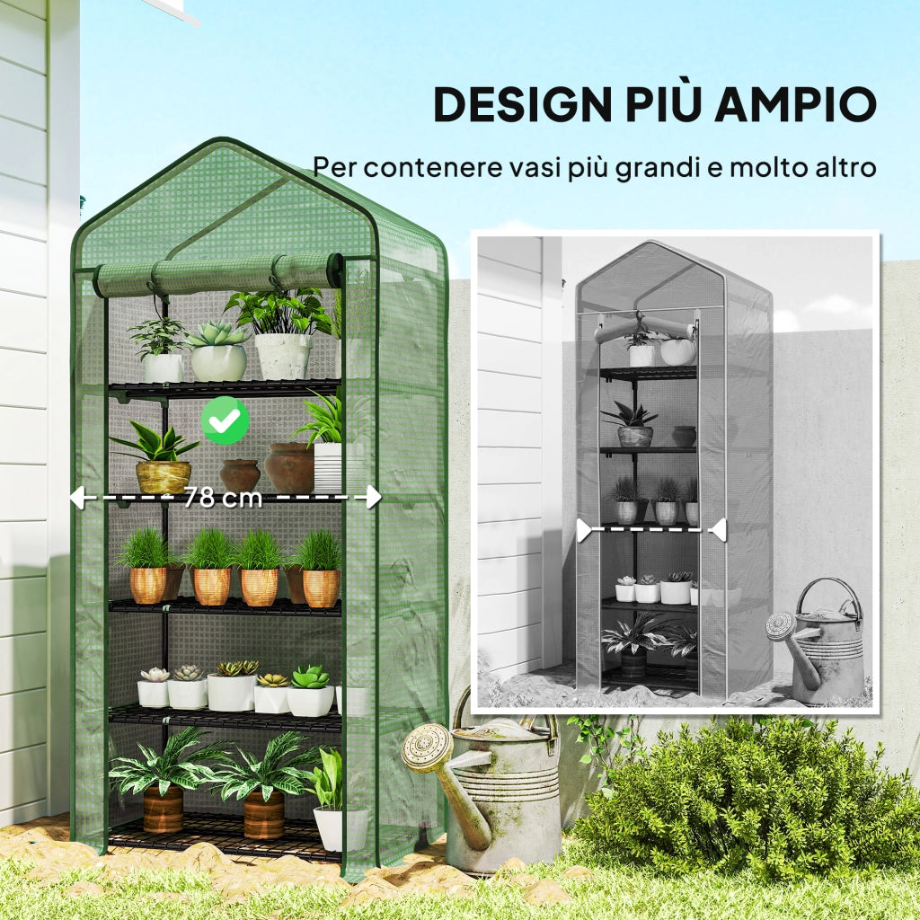 Serra da giardino a 5 livelli ¨C zephmum ¨C 90x49x193 cm verde