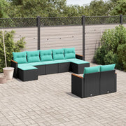 Set Divani da Giardino 9 pz con Cuscini Nero in Polyrattan 3226400