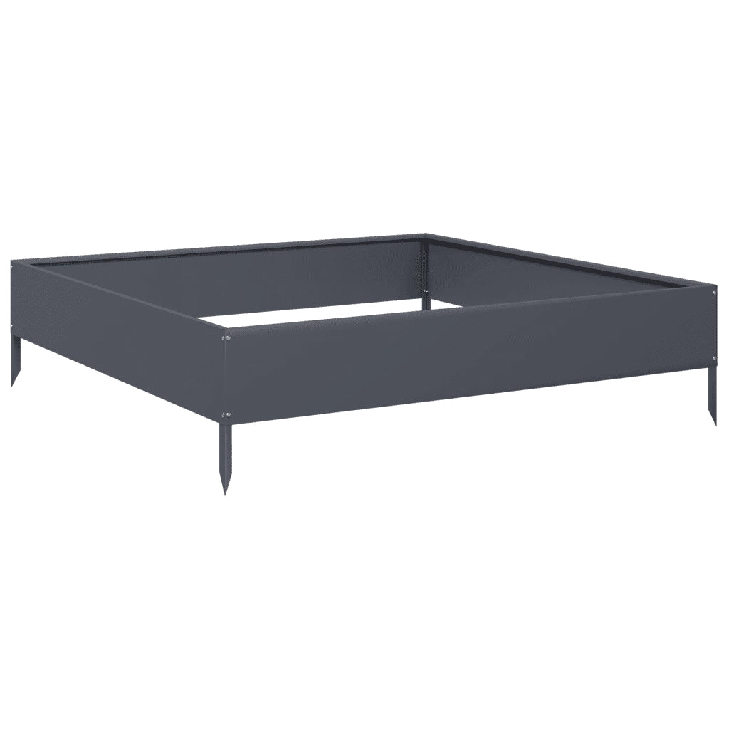 Fioriera Rialzata da Giardino Antracite 100x100x26 cm Acciaio 851019