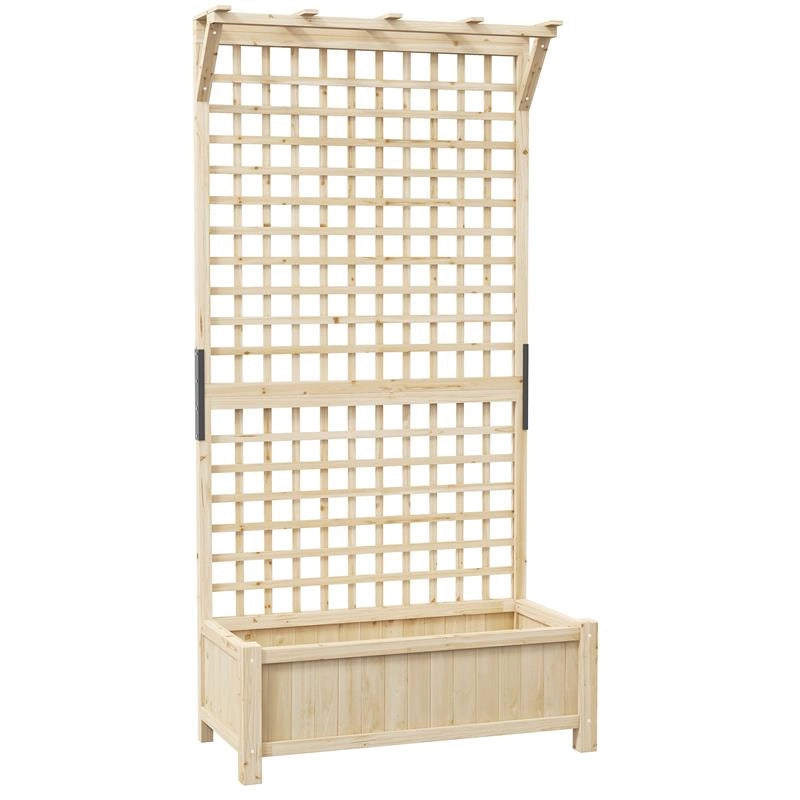 FIORIERA DA GIARDINO CON TRALICCIO PER PIANTE RAMPICANTI, 90X45X183 CM, LEGNO NATURALE