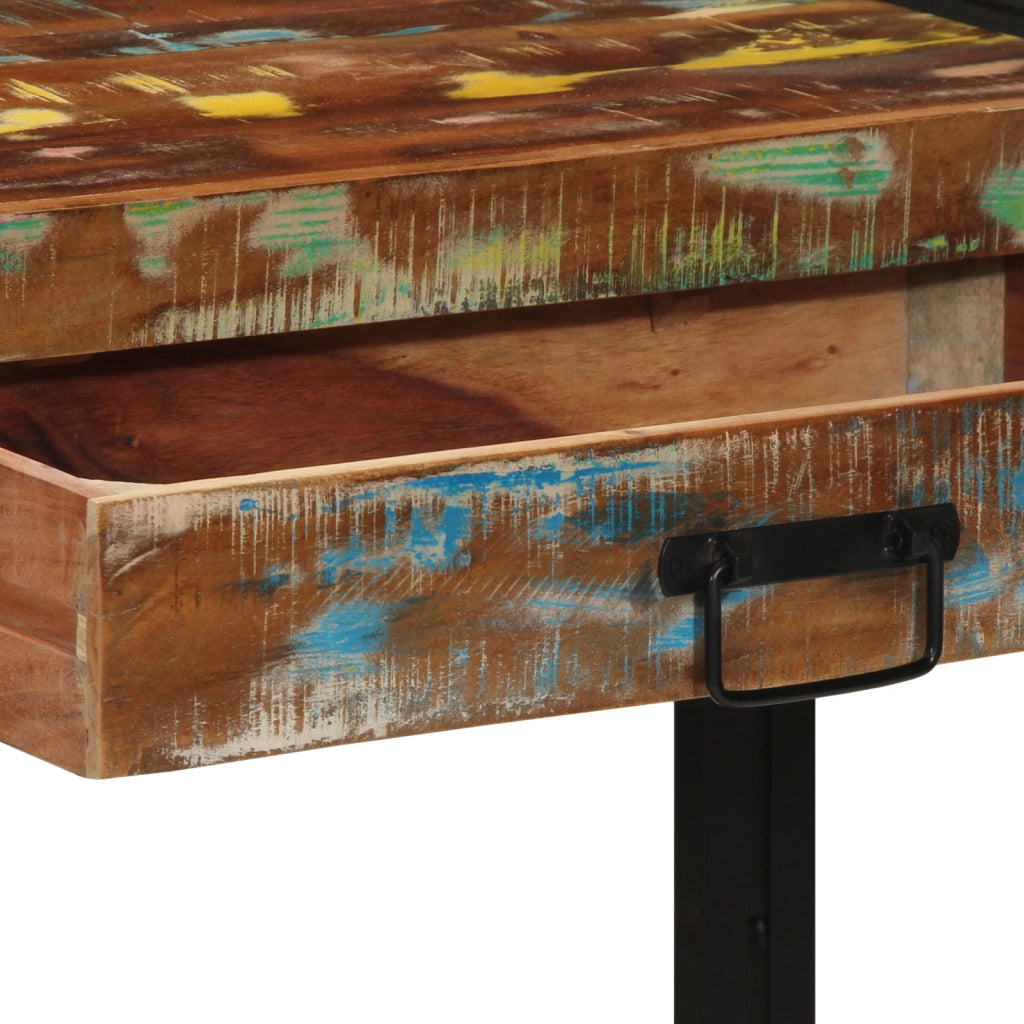 Tavolo Consolle Multicolore 120x33x75 cm Legno Massello di Recupero