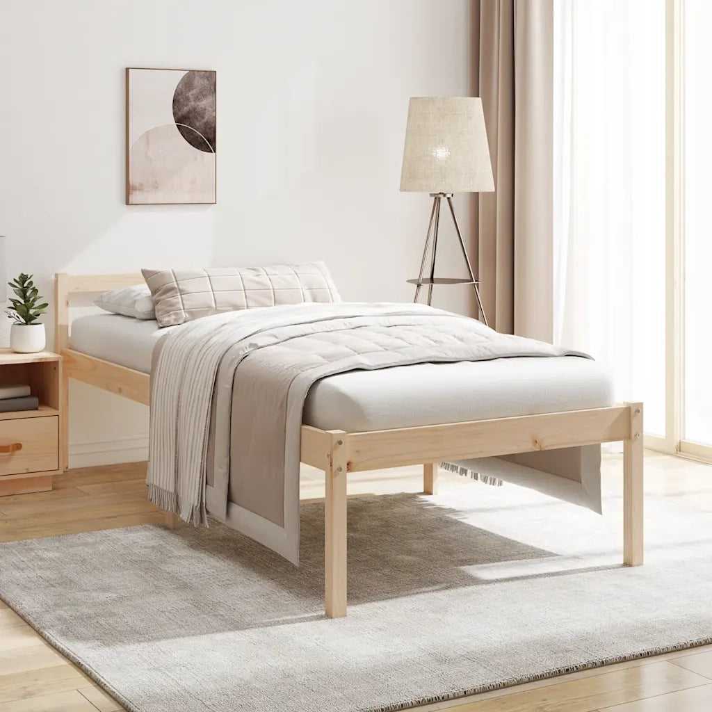 Letto per Anziani 90x190 cm Single in Legno Massello di Pino 810579
