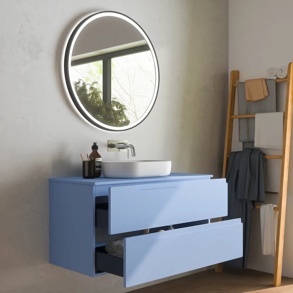 Mobile bagno sospeso 120 cm due cassetti carta da zucchero con top | Ardenne