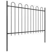 Recinzione da Giardino | Recinzione da cortile con Parte Superiore ad Anello in Acciaio 1070x120 cm Nera