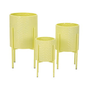 Set di 3 Vasi per Piante VKH424, Giallo, Metallo, 36x36x56,5 cm