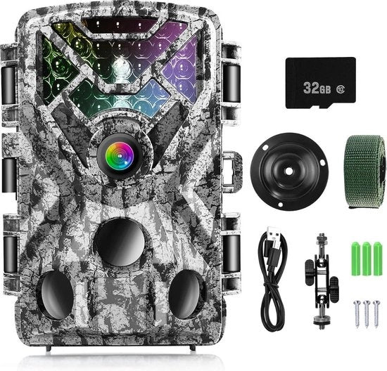 Camera da Caccia per Esterno - Camera da Caccia con Visibilità Notturna - 30 Metri di Raggio - Set di Avvio Completo - Resistente alle Intemperie - 0.2 Secondi di Tempo di Risposta