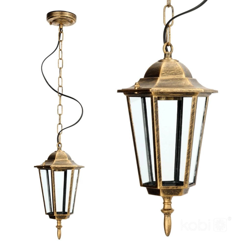 Lampada sospesa esterno oro a catena E27 IP54 Kobi
