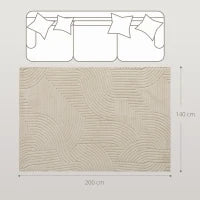 Tappeto Tessuto a Macchina, Versatile e Antiscivolo, 200x140x1,7 cm, Crema