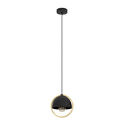 Lampadario A Sospensione Vintage Callow Acciaio Nero Legno 1 Luce E27