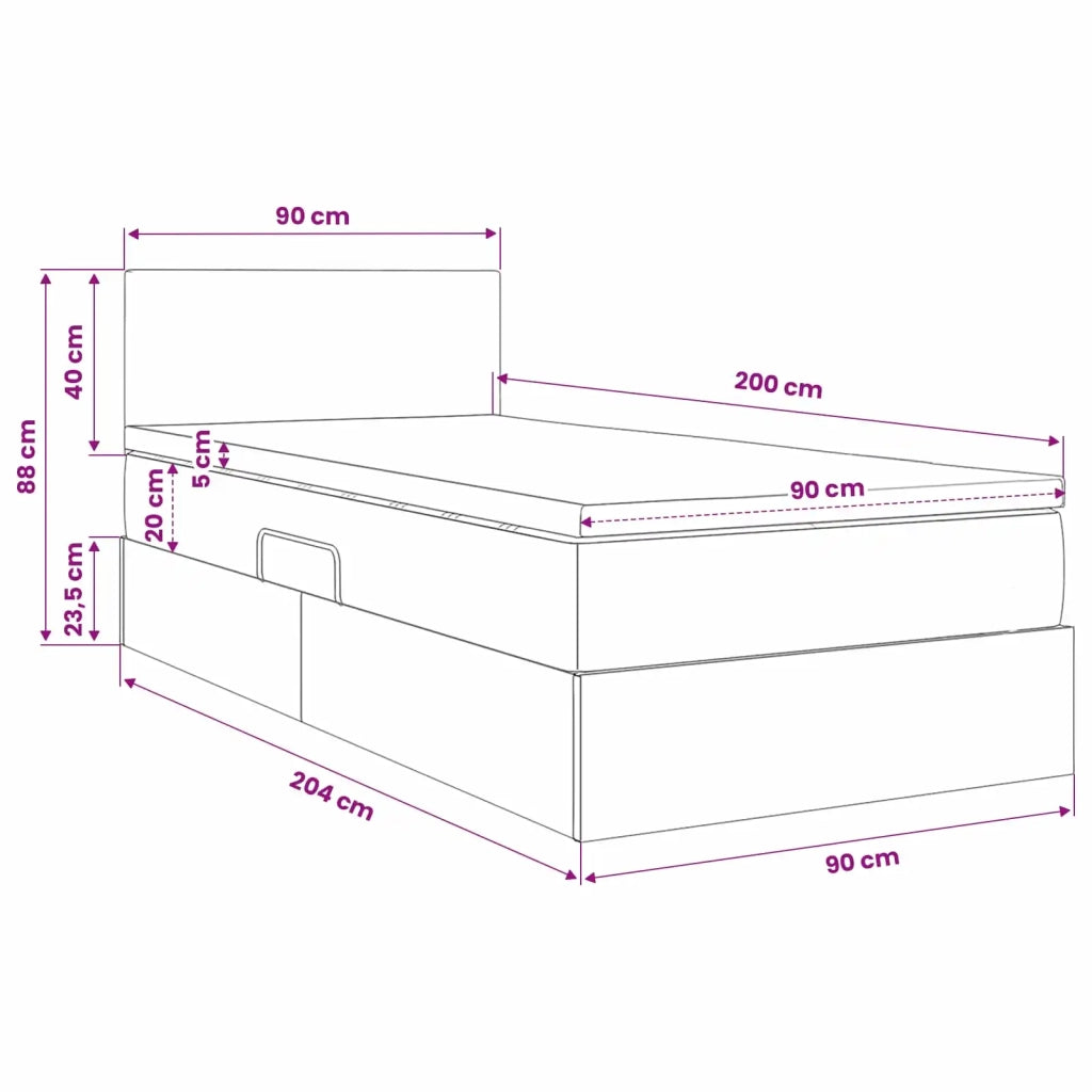 Letto con contenitore LED e materasso Verde Scuro 90 x 200 cm