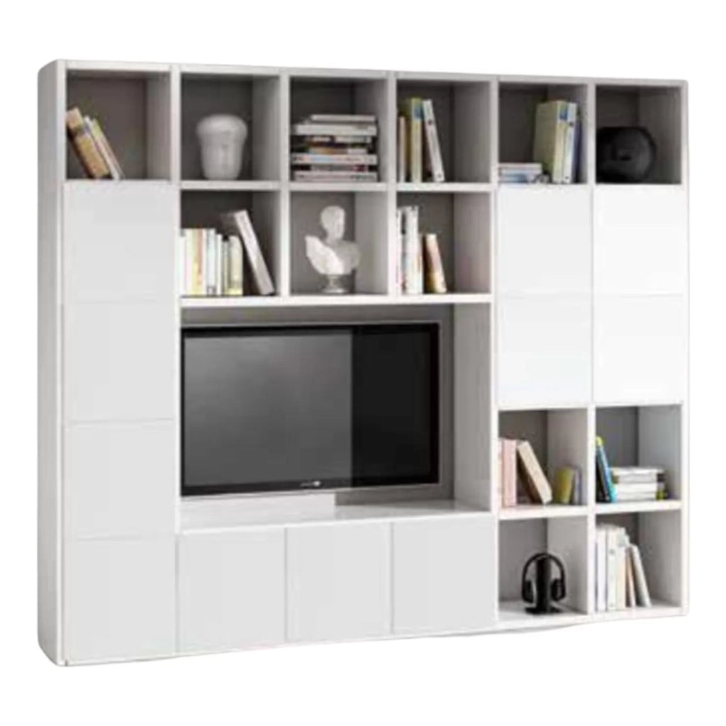 Parete attrezzata moderna frassino bianco  l261 p30 h218 - Mobili 2G