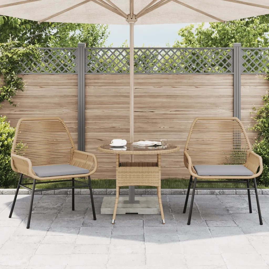 Sedie da Giardino 2 pz | Sedie da Esterno con Cuscini Marrone in Polyrattan