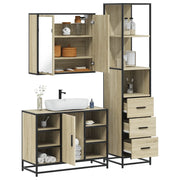 Set Mobili da Bagno 3 pz Rovere Sonoma in Legno Multistrato