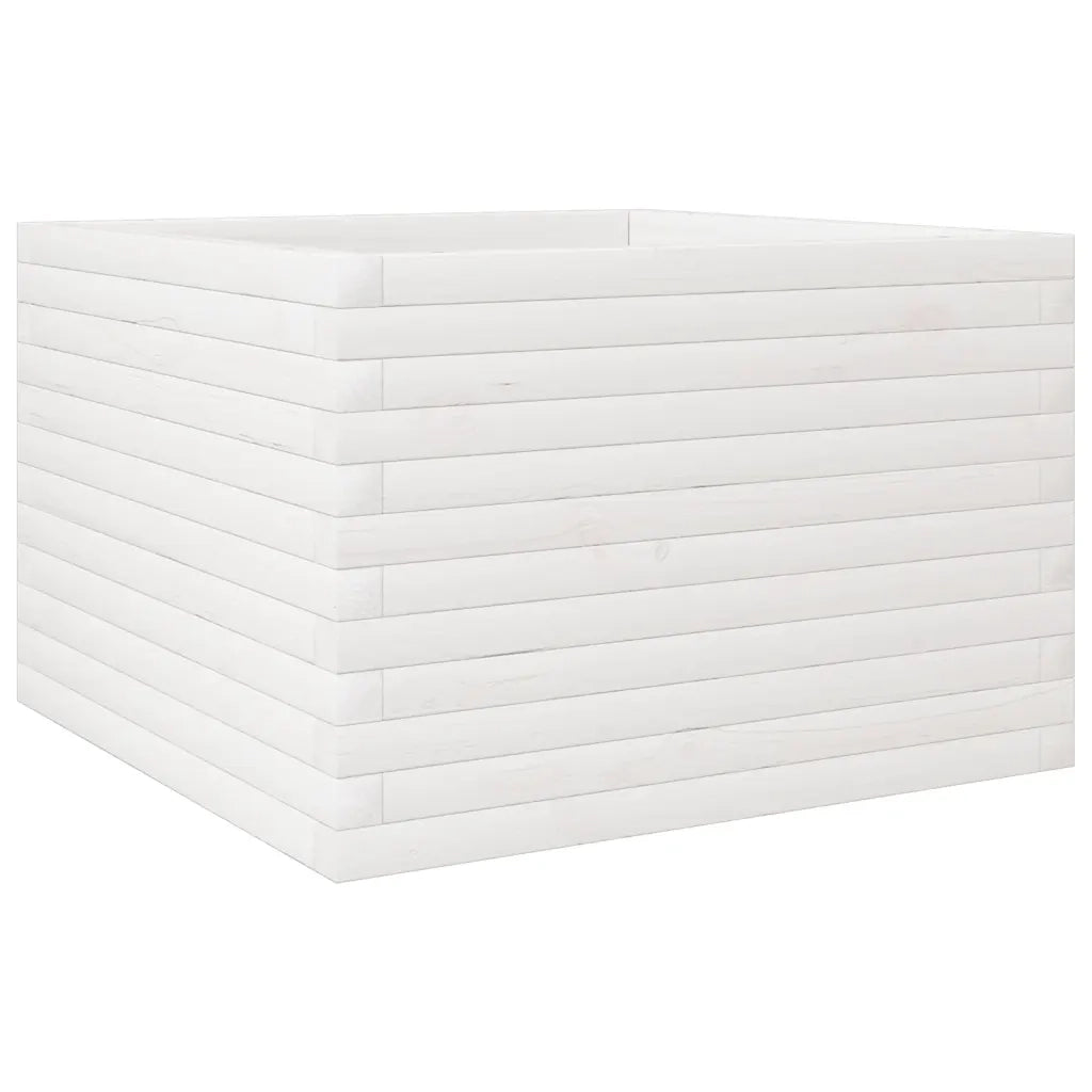 Fioriera da Giardino-Vaso da Esterno Bianca 70x70x45,5cm Legno Massello di Pino