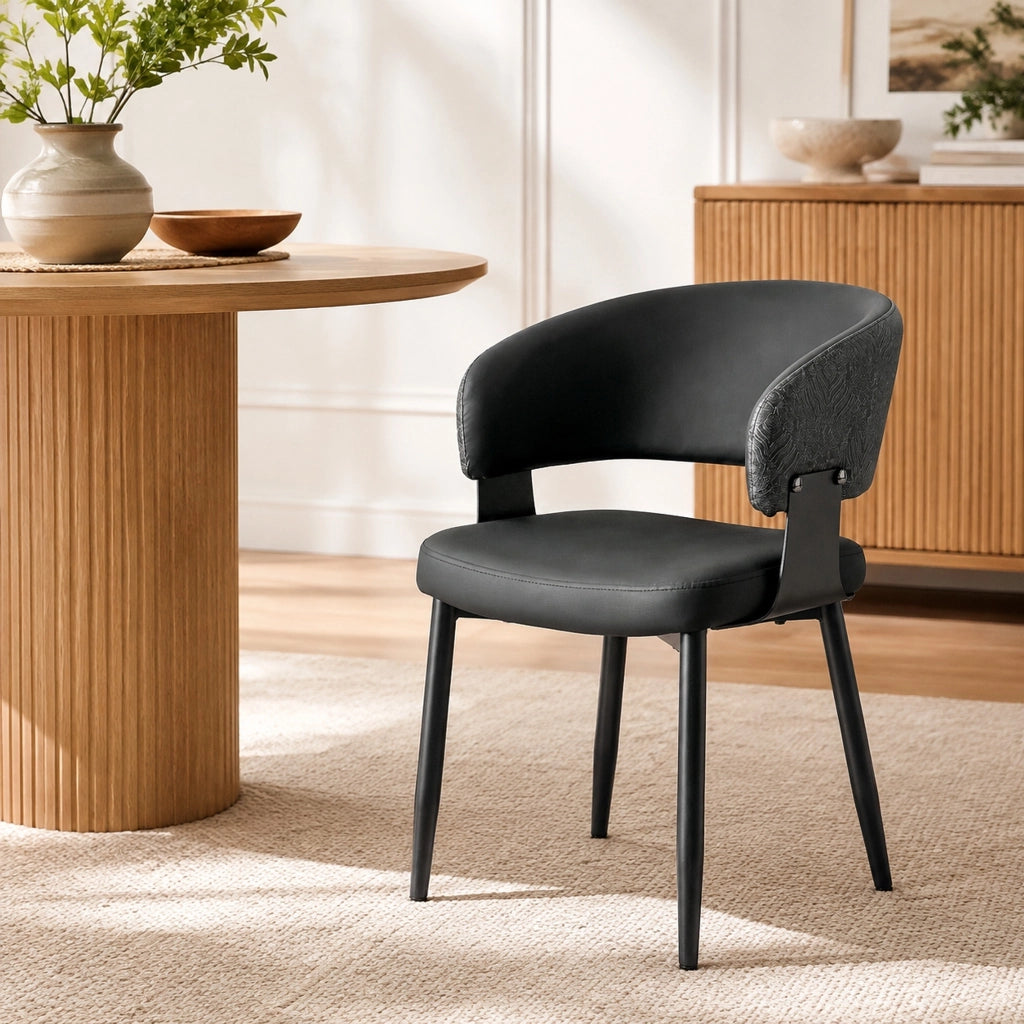 Sedia 96x59.5x40 cm con schienale ergonomico in PU nera