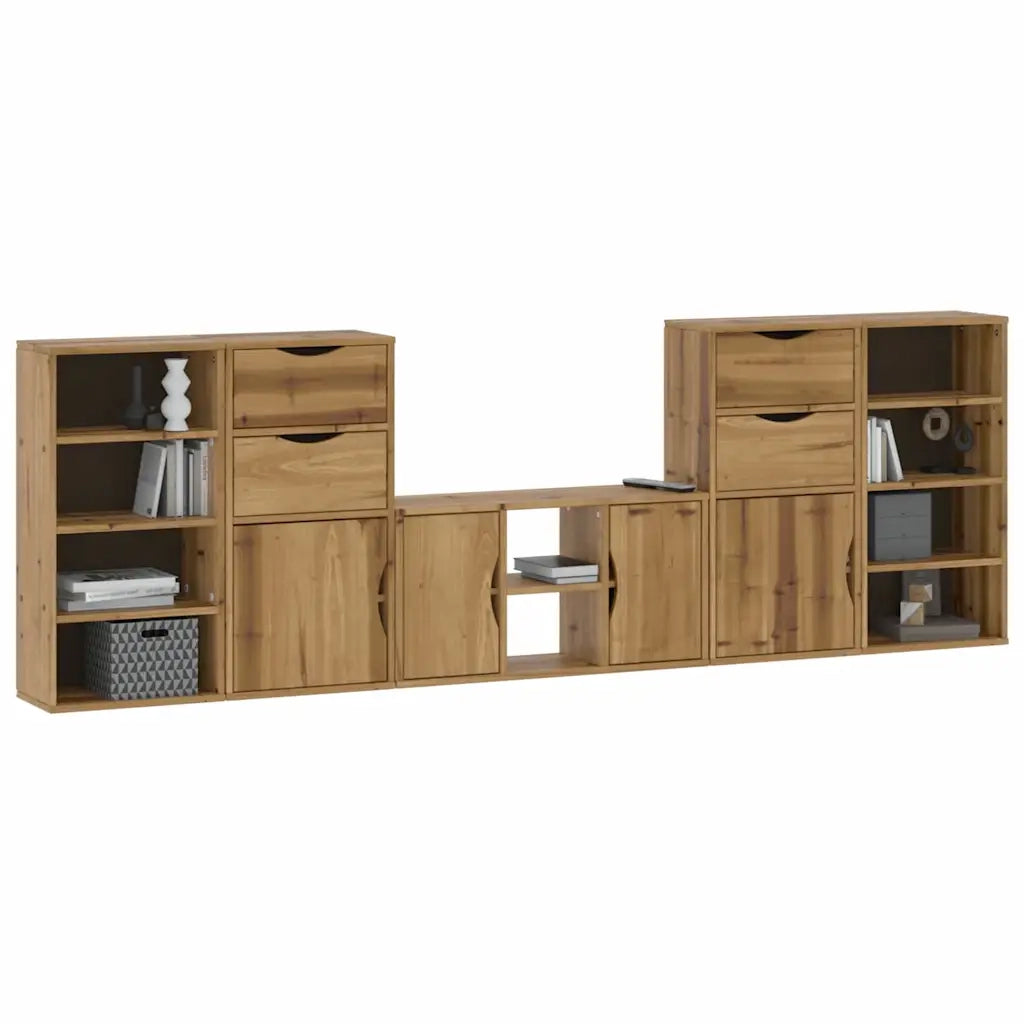 Mobile TV 5 pz con Contenitore ODDA in Legno Massello di Pino 3365368