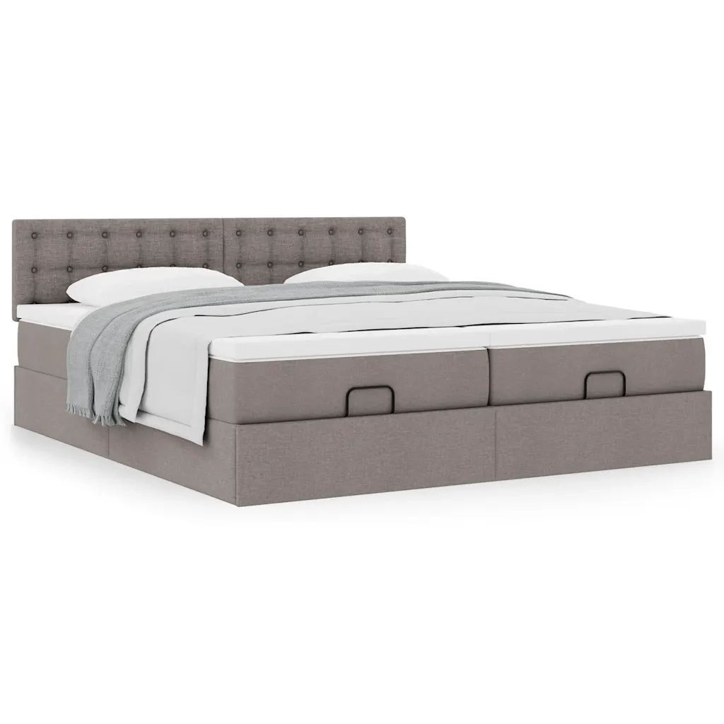 Struttura Letto Pouf con Materassi Tortora 180x200cm in Tessuto 3312040