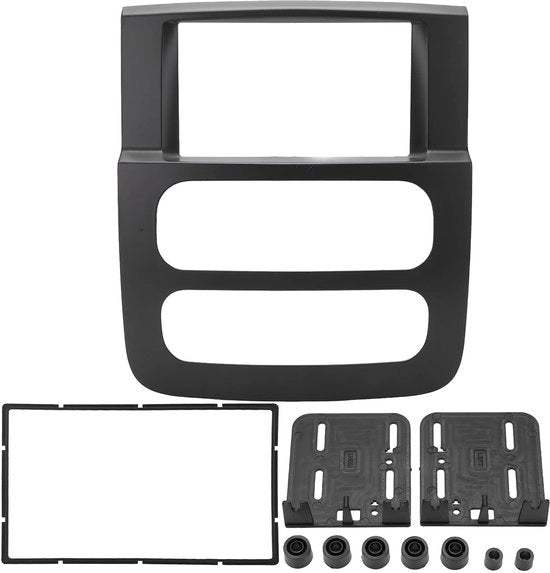Kit di Montaggio per Fascia Radio in ABS - Sostituzione per Camion 2002-2005 - Doppio DIN - Cassetto di Pannello - Incluso: Attacchi e Adattatori - Pannello di Radiocomando