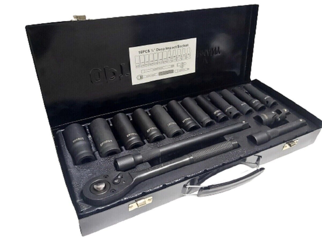 Valigia set chiavi a bussola 16 pezzi con prolunghe cricchetto reversibile 1/2"