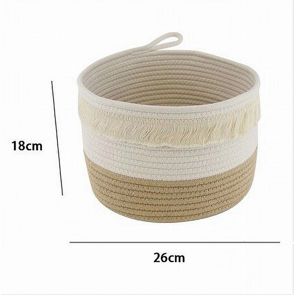 Trade Shop - Cestino Porta Biancheria Oggetti Corda Intrecciata Cesto Organizer 26x18cm 10652 -