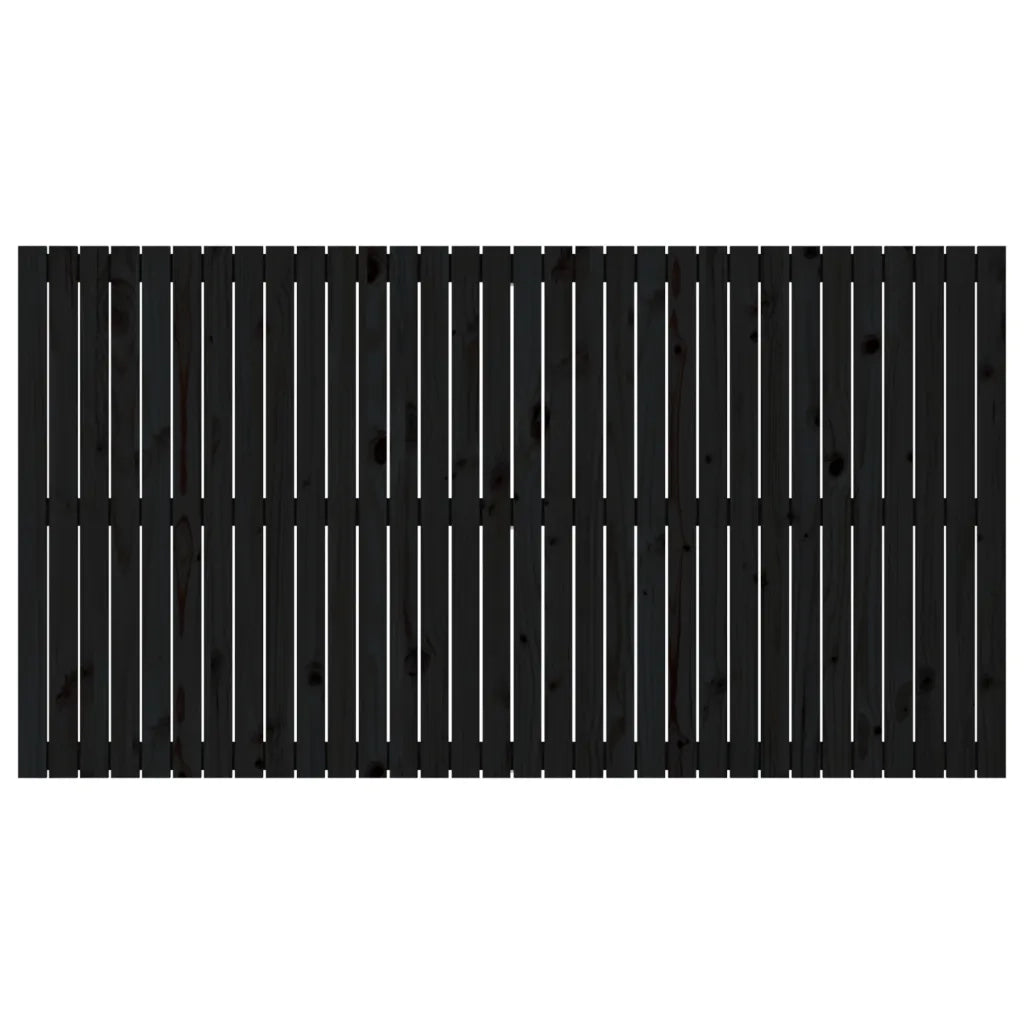 Testiera da Parete Nera 204x3x110 cm in Legno Massello di Pino