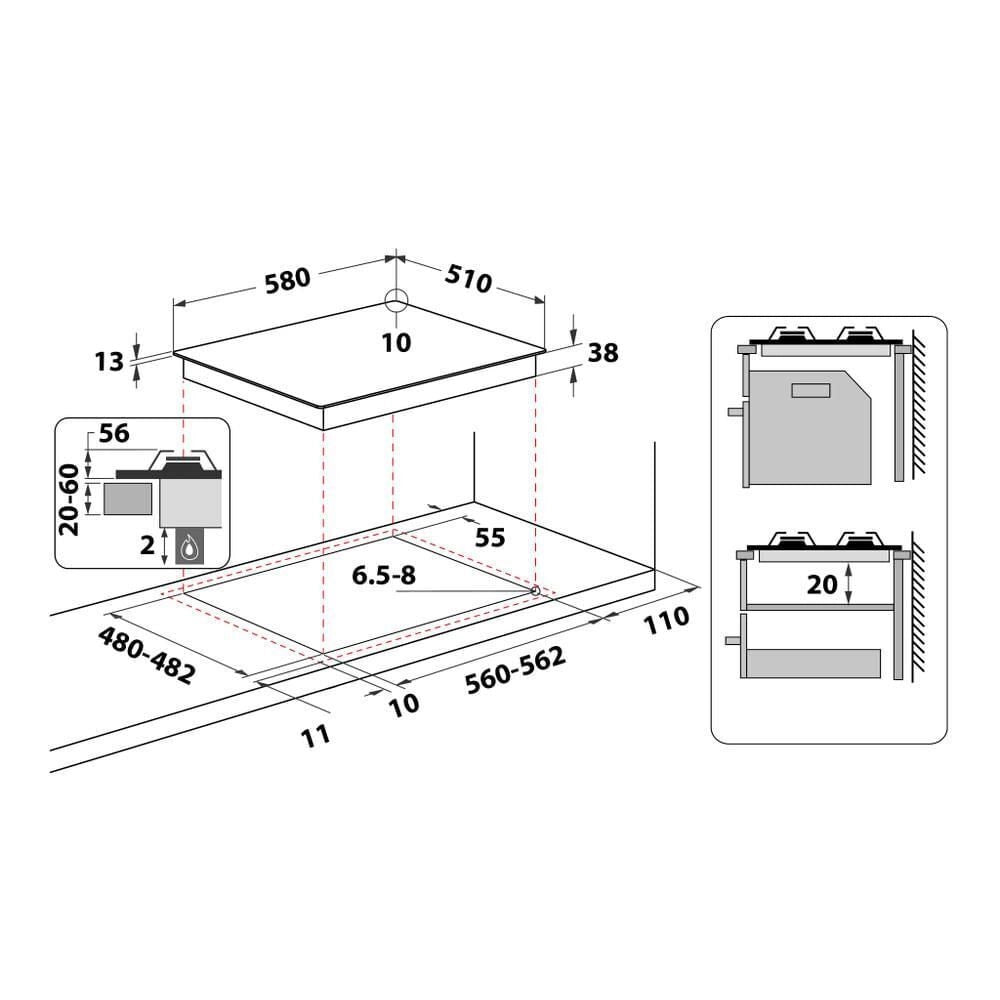 Whirlpool Piano cottura a gas - TGML 661 IX R