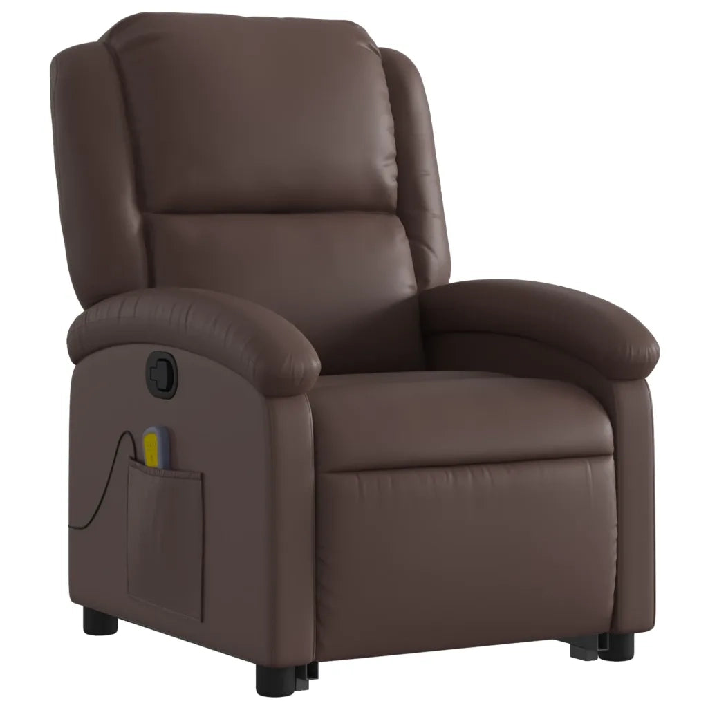 Poltrona Alzapersona Reclinabile Massaggio Marrone Similpelle 3204235