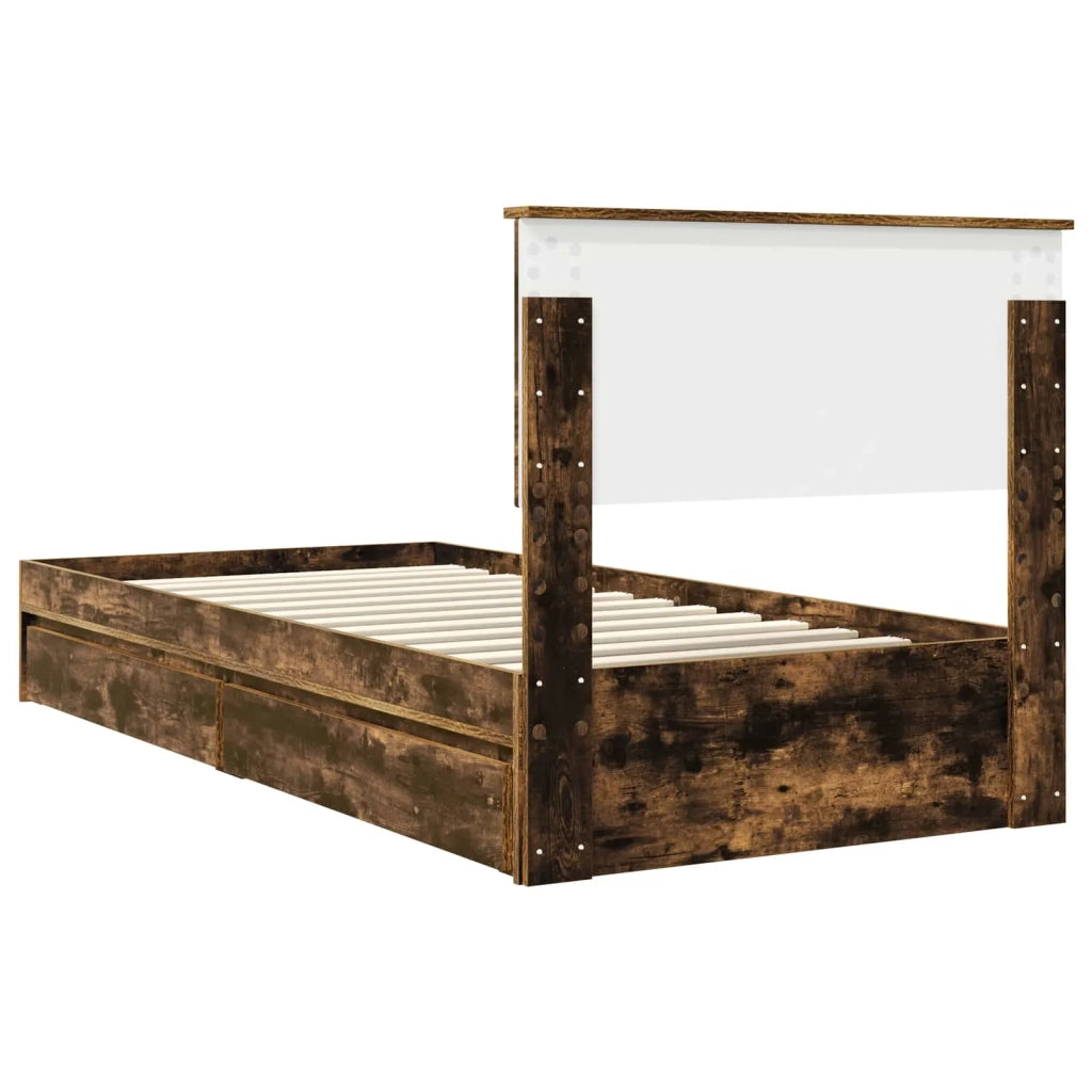 Letto con Contenitore Rovere fumé 90 x 190 cm Legno multistrato
