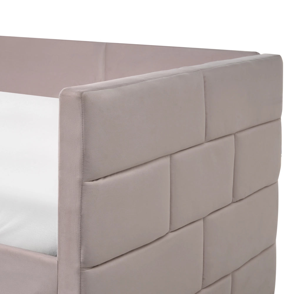 Letto singolo con secondo letto a scomparsa in velluto e telaio con doghe grigio chiaro 90x200cm camera da letto cameretta