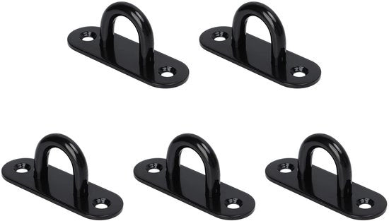 Occhiello a forma di ovale per piatto di occhiello - Bevallimento - Nero - Acciaio Inox - Per Camping e Bevallimento Solido - Adatto per Esterno - Colore Nero