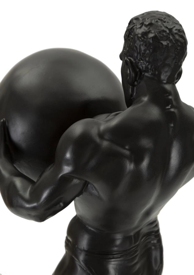 Statuetta Atlas 18,5x20,5x43,5 cm in Resina Nero e Oro